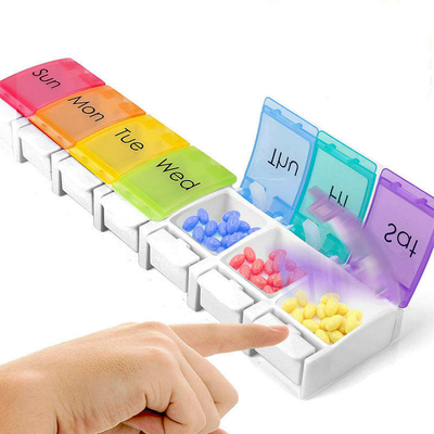 7 Day Pill Box Case Weekly Pill Organizer Travel with Unique Open Design and Large Compartments