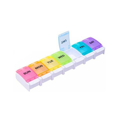 7 Day Pill Box Case Weekly Pill Organizer Travel with Unique Open Design and Large Compartments