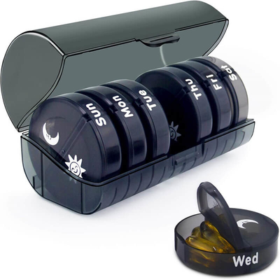 Weekly Pill Organizer 7 Day 2 Times a Day Colorful 14 Compartments Pocket Pill Boxes