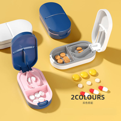 Pill Cutter Box Portable Drug Box Tablet Cutter Splitter Medicine Pill Holder Pill Cutter Box